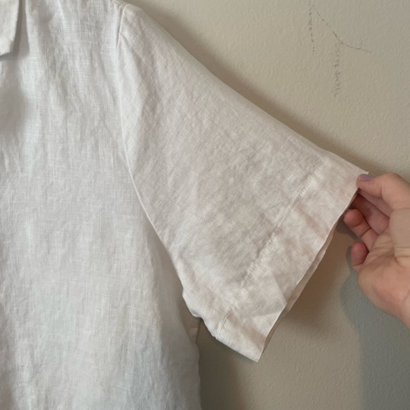 Quince 100% linen size large camp collar short sleeve button up - Picture 3 of 6